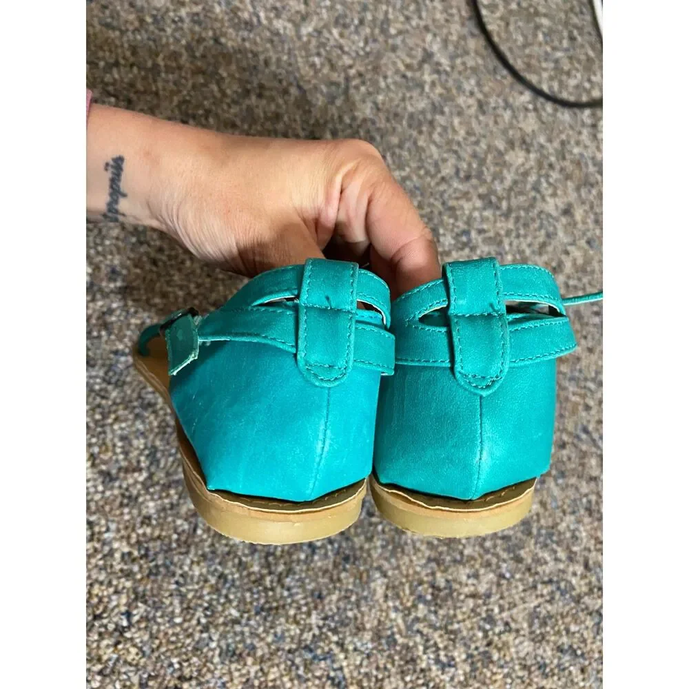 Black Poppy Teal Women's Sandals Size 6